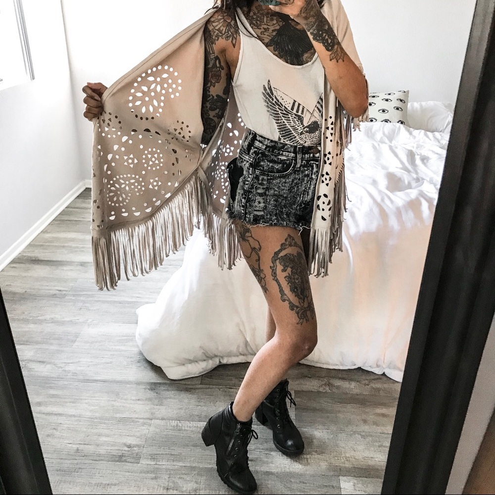 Hollister Fringe Shawl Poncho